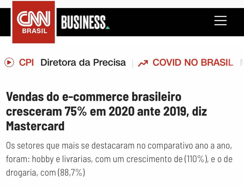 Vendas do e-commerce brasileiro cresceram 75% em 2020 ante 2019, diz Mastercard