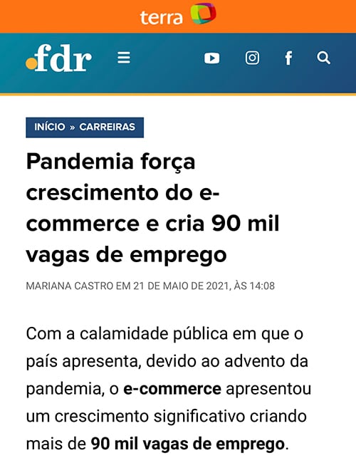 Pandemia força crescimento do e-commerce e cria 90 mil vagas de emprego